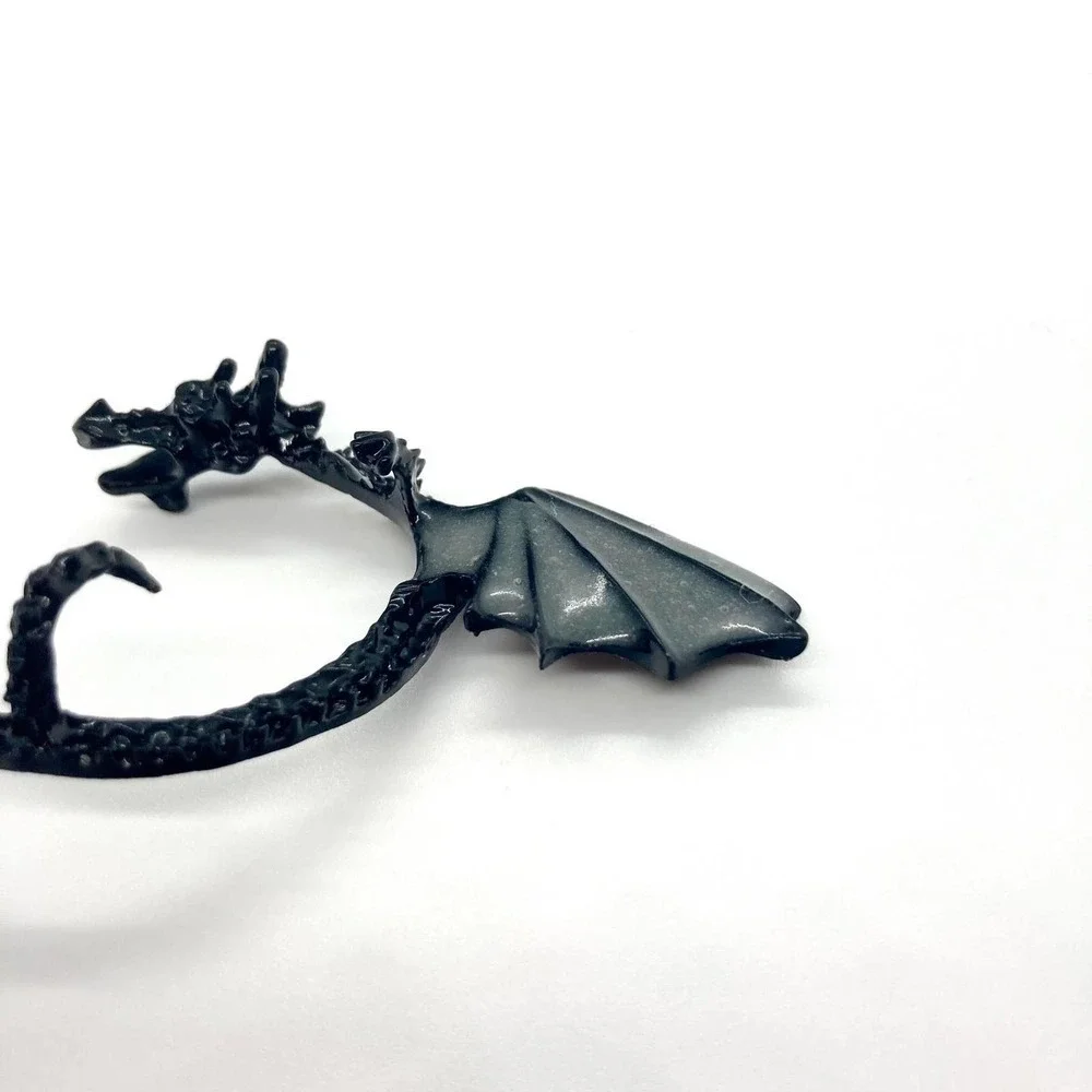 Single Left Ear Black Dragon Wrap Cuff Earring